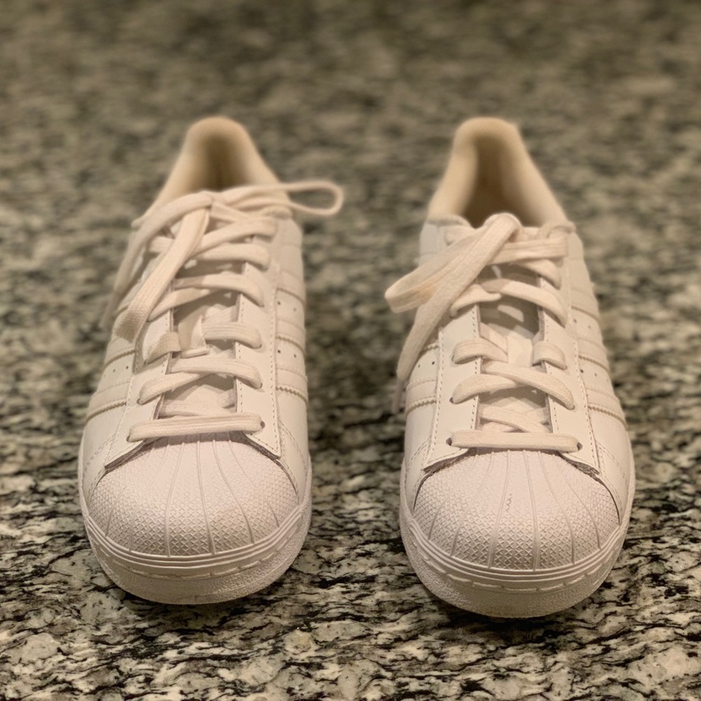 Adidas All White Shell Toe Sneakers